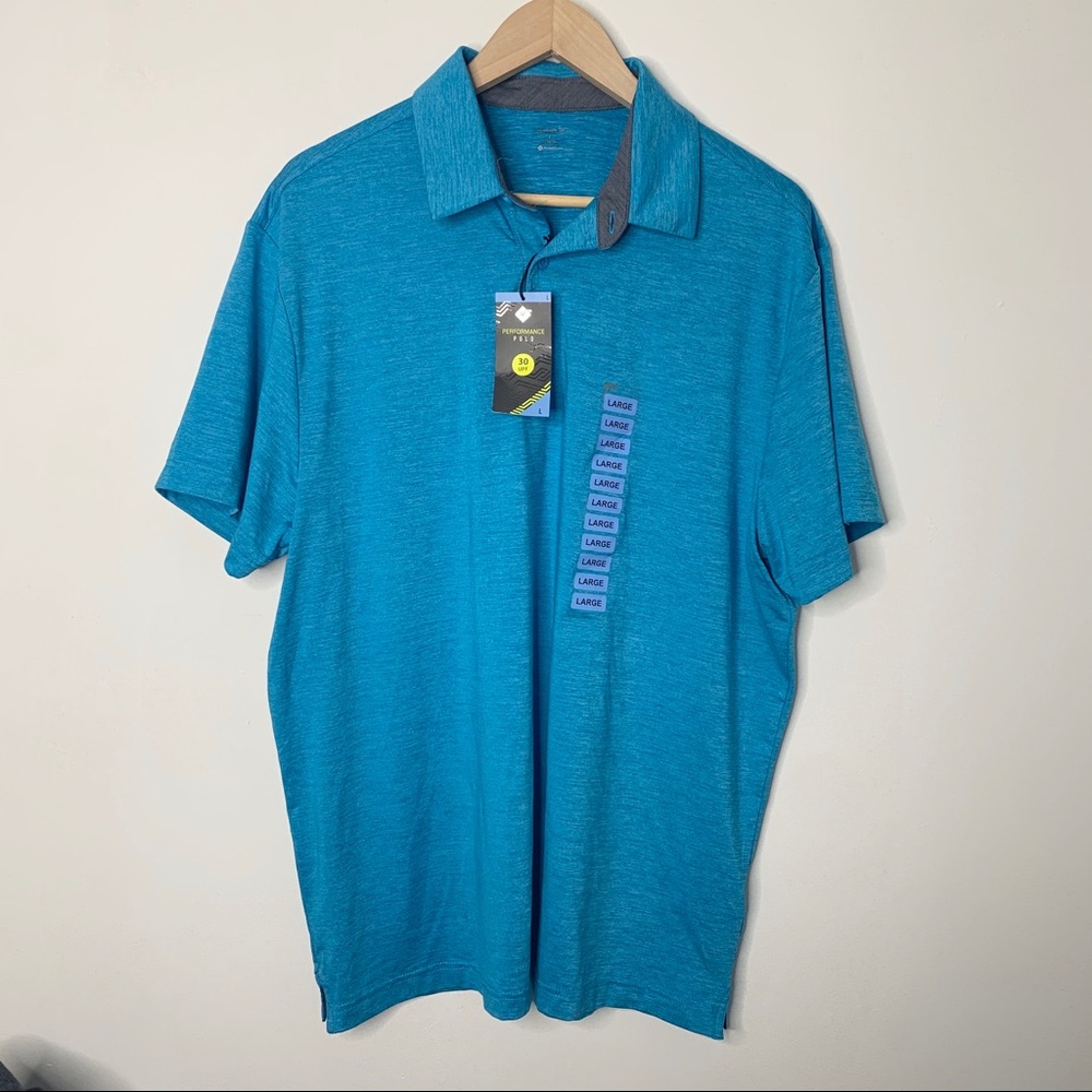 Men performance polo, blue size large